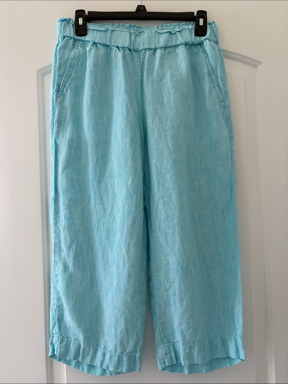 Talbots Nantucket Light Blue Linen Wide-Leg Cropped Pants, SP